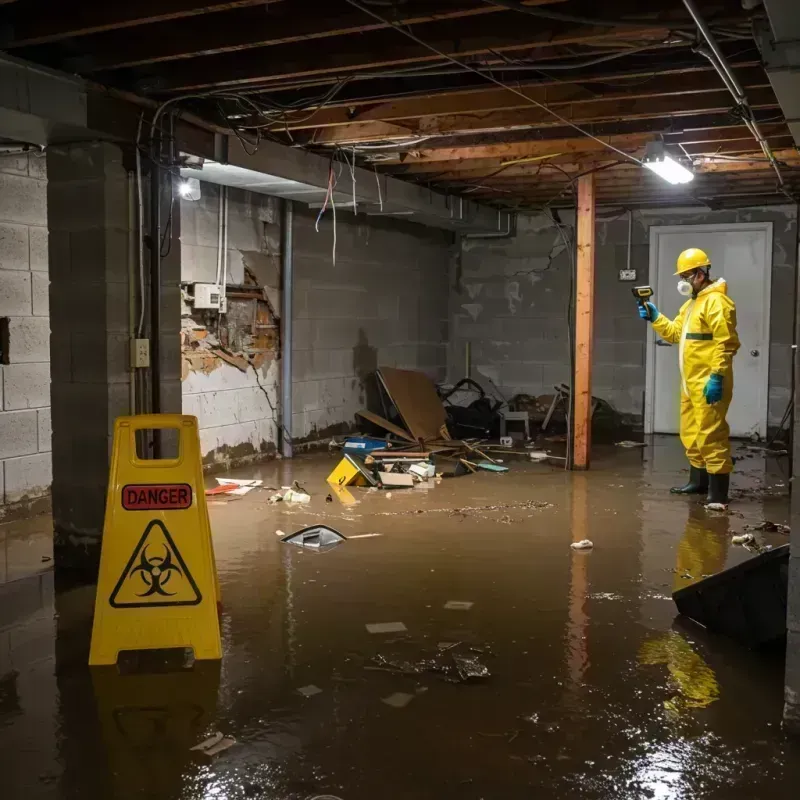 Flooded Basement Electrical Hazard in Murphysboro, IL Property